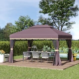 thumbnail of Gazebo da Giardino con Doppio Tetto e Zanzariera in Poliestere Caffè 2.9x3.9m
