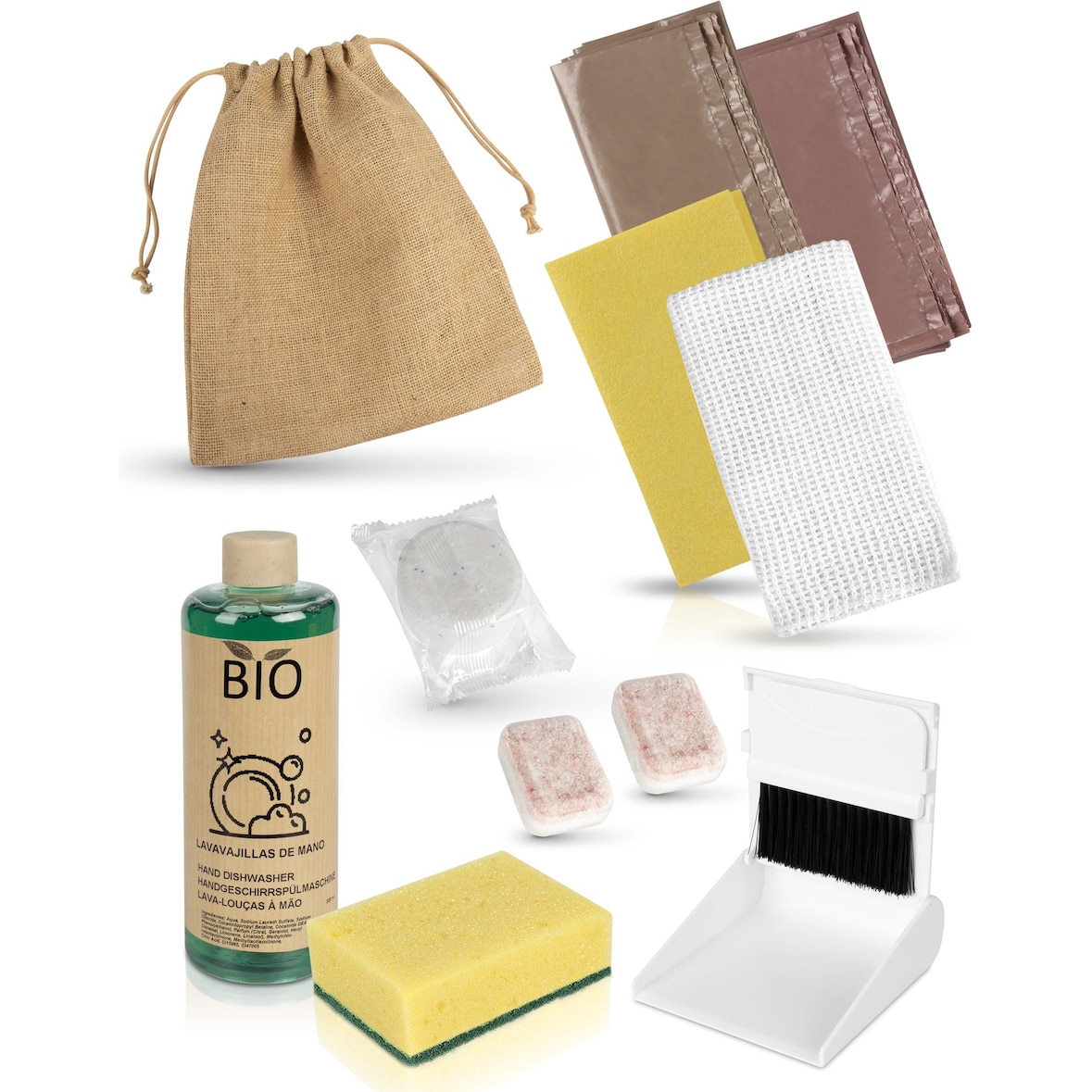 Kit de limpieza semanal presentado en bolsa de tela Bio | 20 unidades