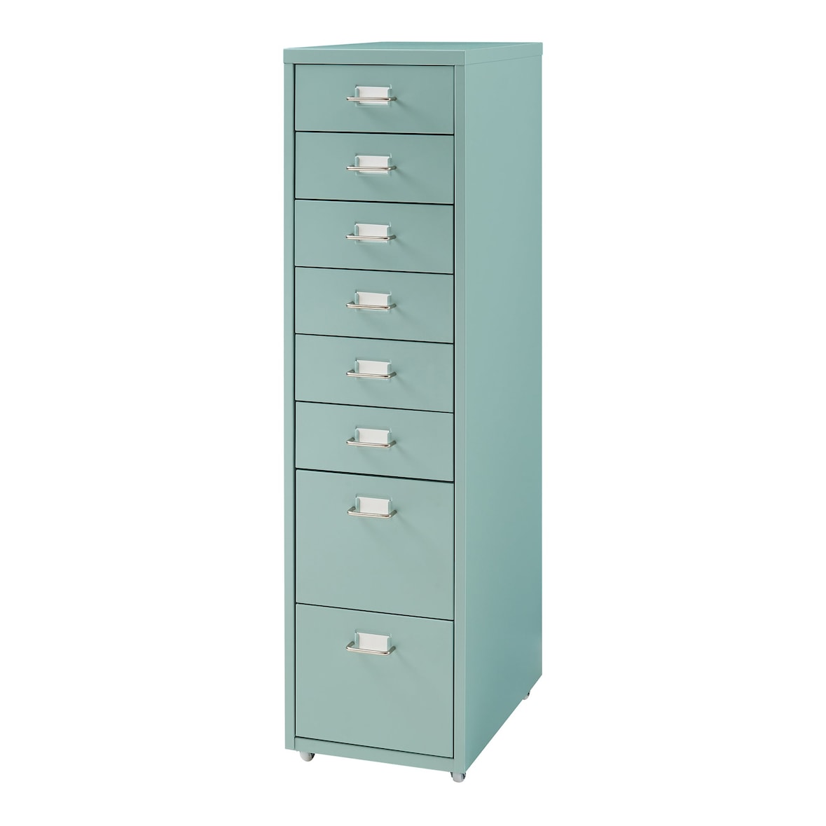 Helloshop26 - Caisson de bureau armoire meuble de rangement à roulettes avec 8 tiroirs 109 x 28 x 41 cm vert menthe 03_0009115
