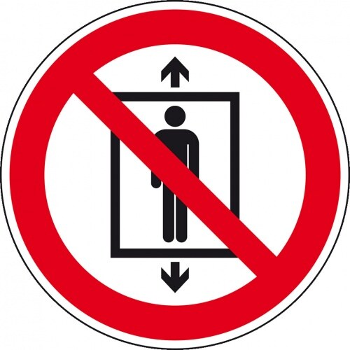 Aufzugbenutzung verboten.