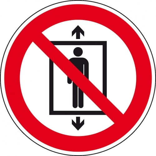 Aufzugbenutzung verboten.