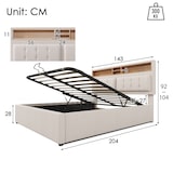 thumbnail of Merax Polsterbett Doppelbett mit USB C Steckdose Ladefunktion  Kopfteil, Stauraumbetten Bettgestell aus Leinen 140x200, Beige