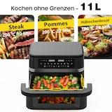 thumbnail of Heißluftfritteuse XXL mit 2 Kammern, Airfryer Doppelkammer mit Sichtfenster & Beleuchtung, LED Touch, 8 Programme, 2950W, Trennwand, öl-frei