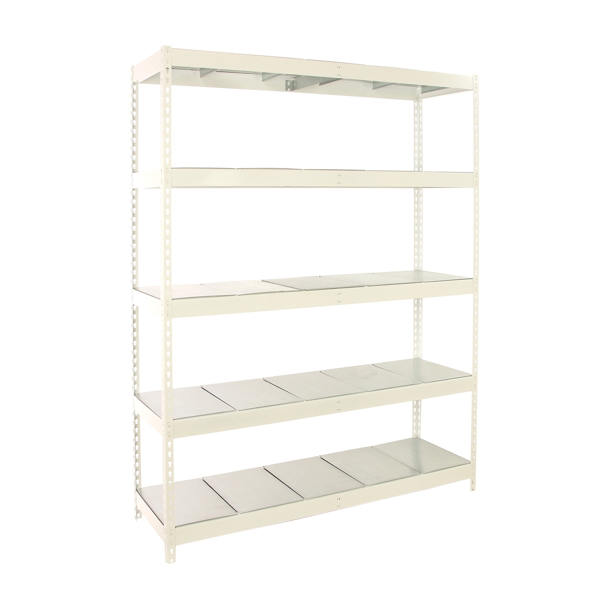 SimonRack Industrieregal, 2000x1800x900 mm, 600 kg am Biegepunkt, 5 Metallböden, Garagenregal, Weiss/Verzinkt- Simonforte