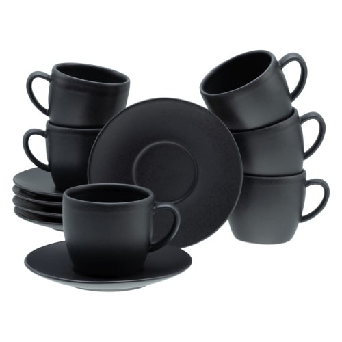 CreaTable Soft Touch Schwarz Obertasse 12-tlg Steinzeug