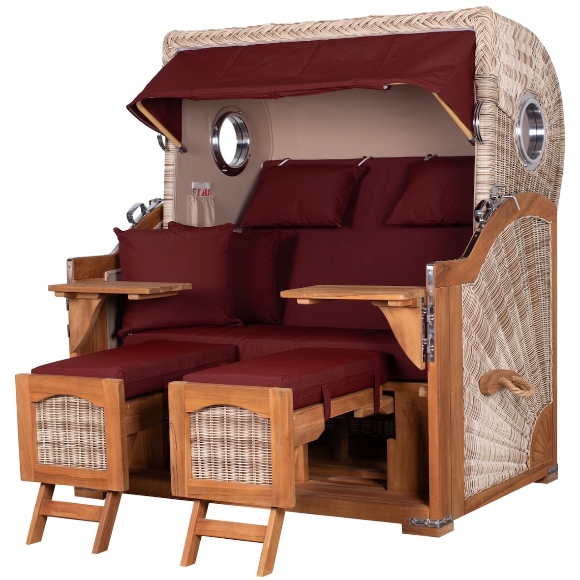 Strandkorb Komplettset - bene living - Ammersee Grande XL Teak - PE shell - Modell 550 - inkl. Liftersystem