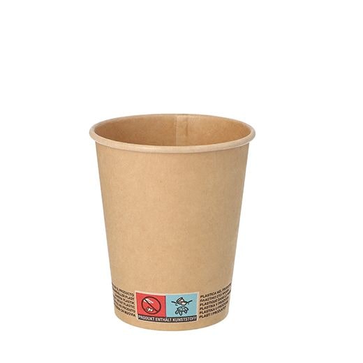 1000 Pappbecher 0,2 l Ø 8 cm · 9,2 cm braun Glühweinbecher Heißgetränk Kaltgetränk Kaffee Becher