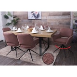 thumbnail of Set van 6 eetkamerstoelen HWC-N74, keukenstoel, draaibaar met terugloop, bouclé stof (540g/m²) Oeko-Tex ~ lichtbruin