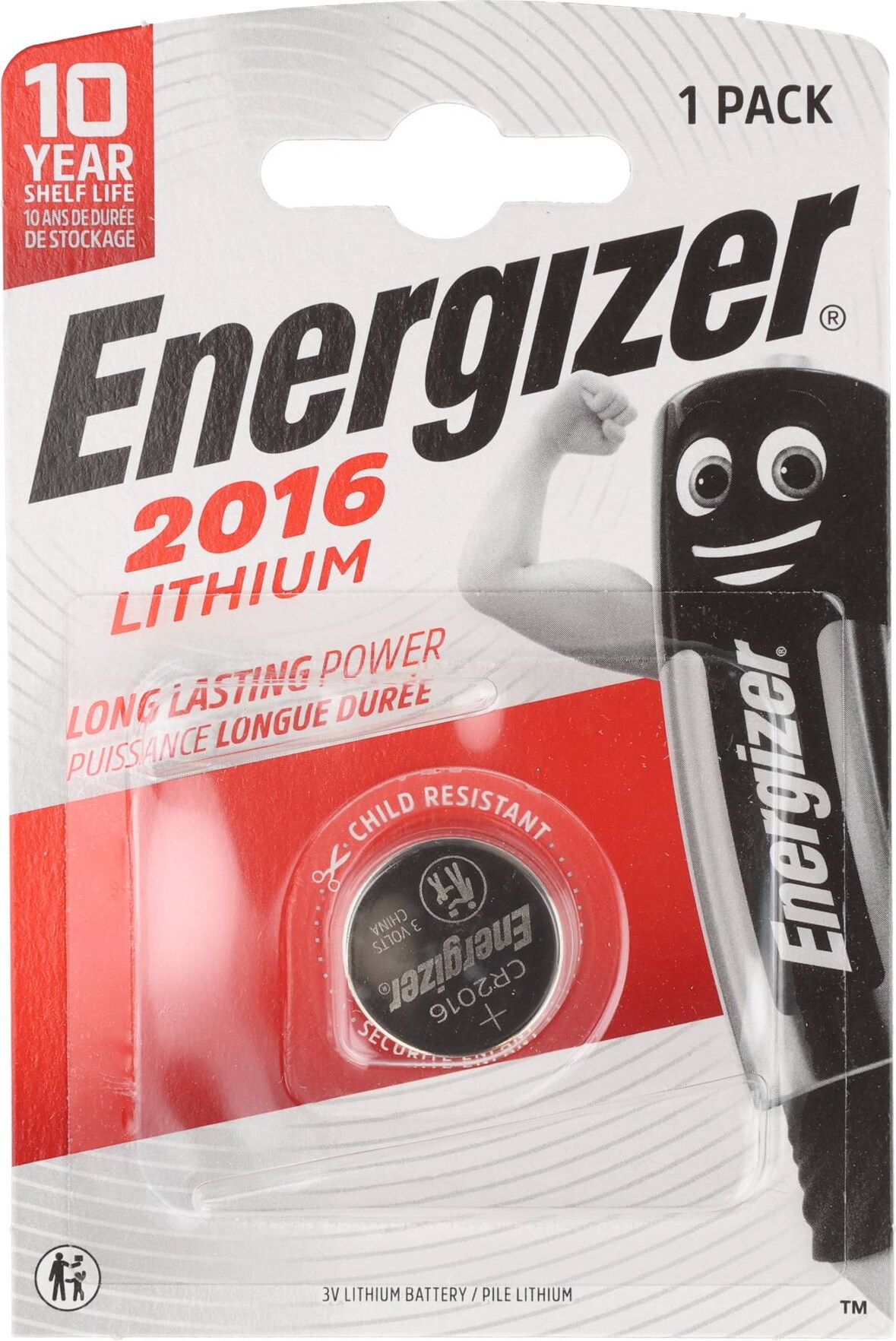 Energizer Batterie Lithium, Knopfzelle, CR2016, 3V Electronics, Retail Blister (1-Pack)