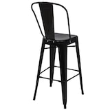 thumbnail of Conjunto de 4 bancos de bar HWC-A73, banco de bar com encosto, design industrial em metal ~ preto