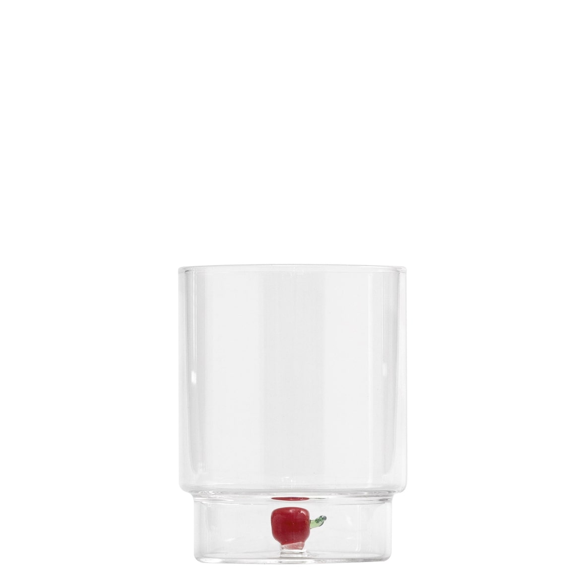Zafferano Teca Frutta - Set van 6 glazen van borosilicaatglas met appel - 35 cl Tumbler Dubbele bodem Handgedecoreerd, gemakkelijk afwasbaar