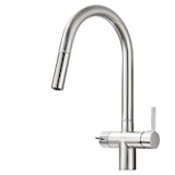 thumbnail of Jana | Grifo extraíble de 3 vías premium plata cepillada | de ósmosis de acero inoxidable para cocina | 360 grados con filtro 3 conexiones arco alto |