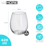 thumbnail of WellHome - Set van 4 glazen van 420 ml met gestreept design, Ø6x10,5 cm