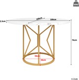 thumbnail of Esstisch rund 100x100x76 cm MDF Marmoroptik mit Metallgestell verstellbare Füße hohe Stabilität für Esszimmer Wohnzimmer Gold