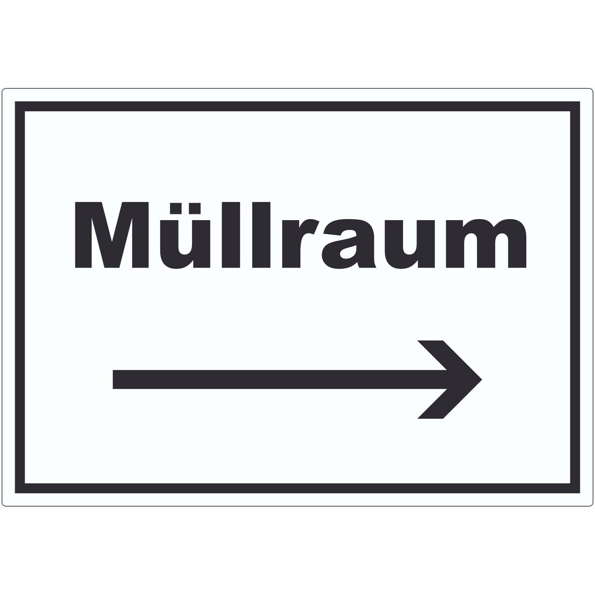 Müllraum Aufkleber mit Text Richtungspfeil rechts Abfall Mülltrennung waagerecht A1 (594x841mm)