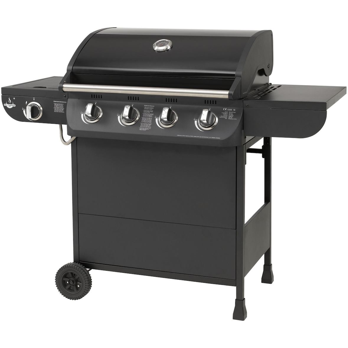 El Fuego Gasgrill Columbus  4+1 AY0563 schwarz mit Seitenbrenner