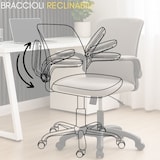 thumbnail of Sedia Ufficio Ergonomica Poltrona Seduta Regolabile, Braccioli Reclinabili, Girevole da Scrivania, Imbottita - Grigio