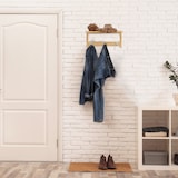 thumbnail of Relaxdays Wandregal mit Hakenleiste, Bambus, HBT: 18 x 37,5 x 16 cm, Handtuchhalter Bad, Garderobe Flur, 3 Haken, natur