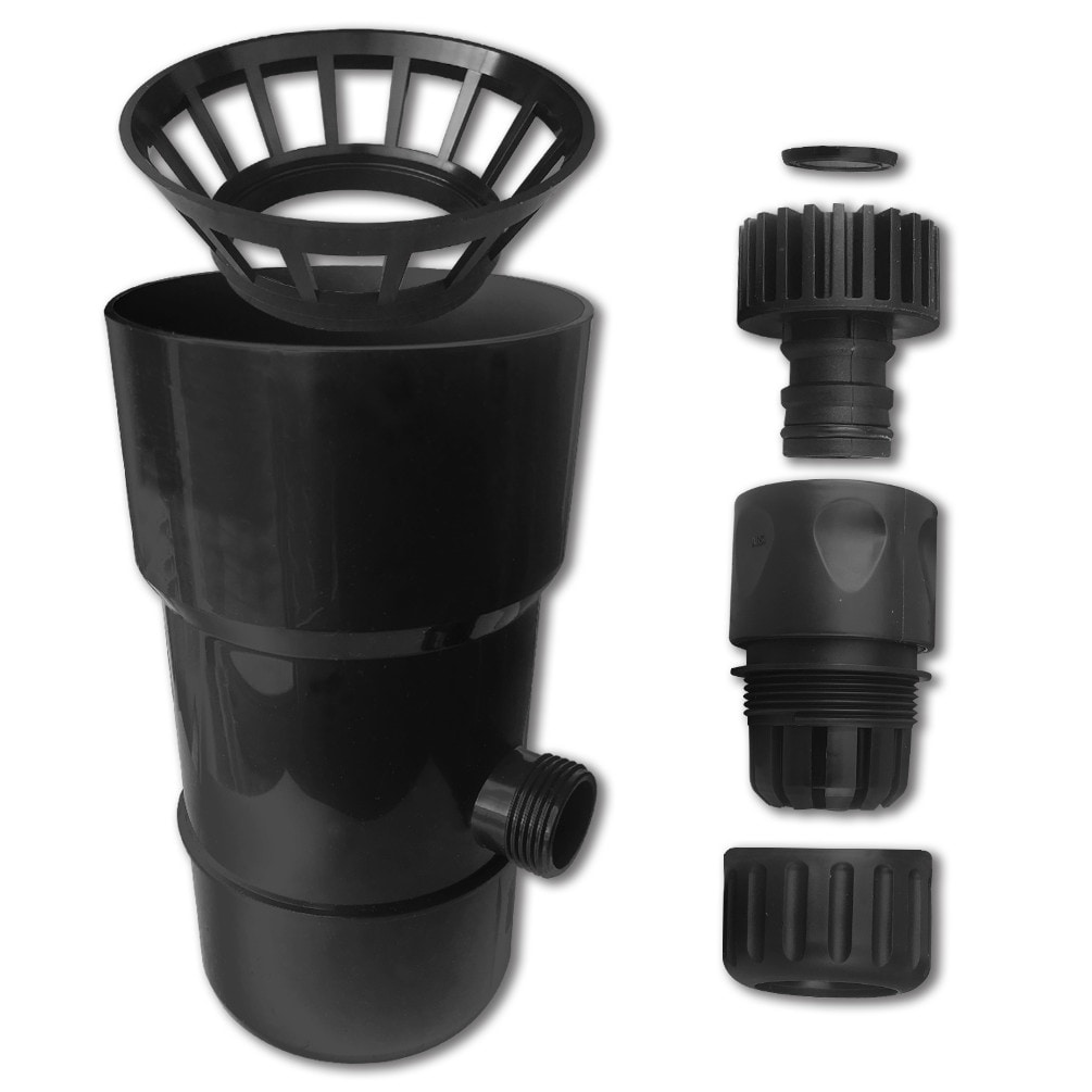 Récupérateur Collecteur Eau de Pluie PVC pour Gouttière D. 100 mm avec Raccords ABS (Gris Noir) - D-Work