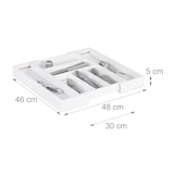 thumbnail of Relaxdays Besteckkasten Schublade, ausziehbar, variable Breite, 5 - 7 Fächer, Bambus Organizer, HxBxT: 5x48x46cm, weiß