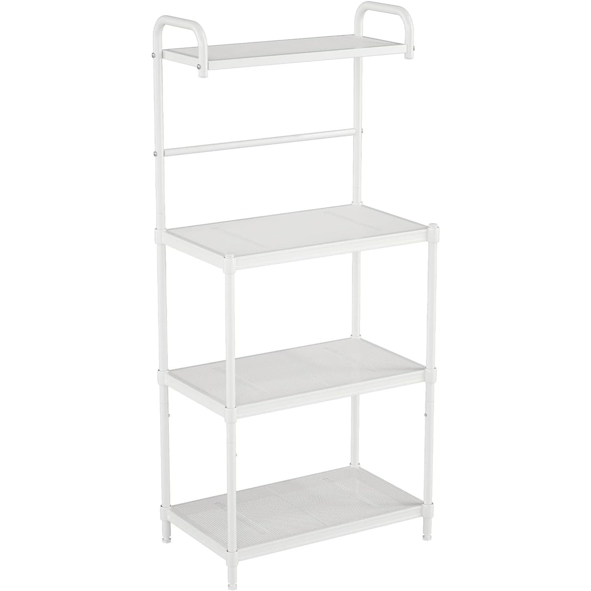 prateleira de cozinha COSTWAY, prateleira de microondas de 4 níveis com prateleiras ajustáveis, prateleira de microondas de metal, prateleira de pé