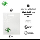thumbnail of Sacchetto di plastica 3 bottiglie LDPE bianco manici ritagliati 30x40+4,5 cm per 1000 unità – Gimex