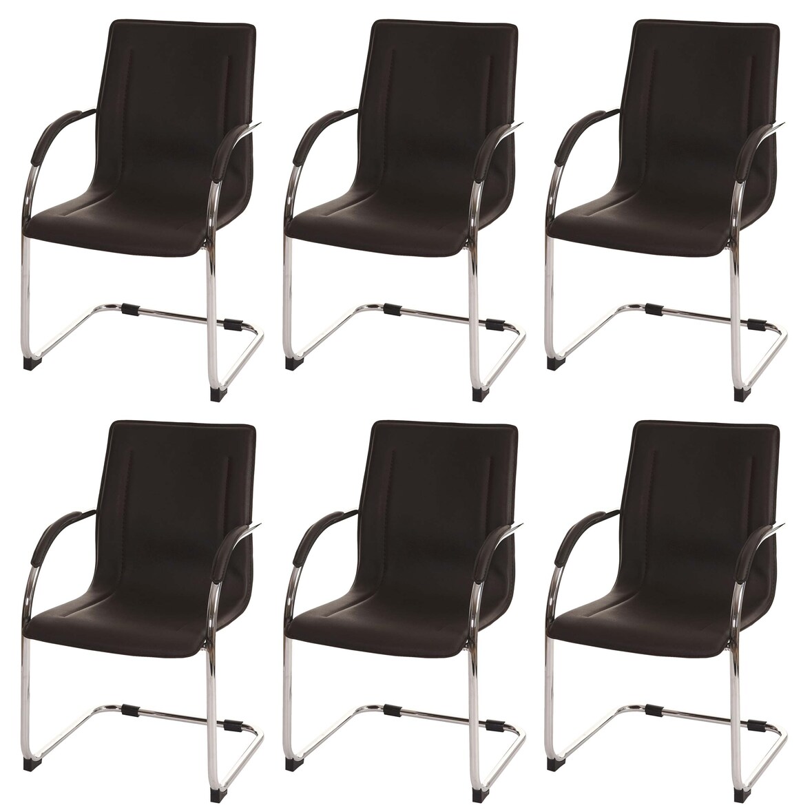 6er-Set Konferenzstuhl Sammy | HxBxT 93x56x56cm | Sitzhöhe 47cm | Stahl | Braun | Besucherstuhl Freischwinger Lehnstuhl