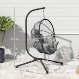 thumbnail of Outsunny silla colgante huevo con soporte columpio jardín exterior con cesta plegable cojín y reposacabezas para interior y exterior carga 120 kg gris