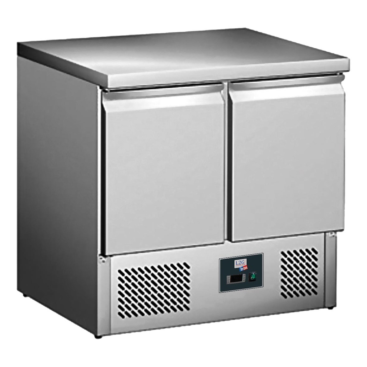 L2G - S901S/STOP - desserte refrigeree inox centrale, +2/+8°c, gaz r600a, dessus fixe, 2 portes gn1/1