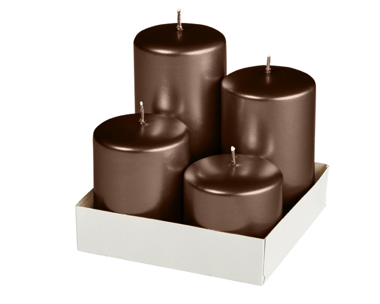 Kopschitz Kerzen Adventset Stumpenkerzen Metallic Matt Brandy Ø 60 mm, 4 Stück