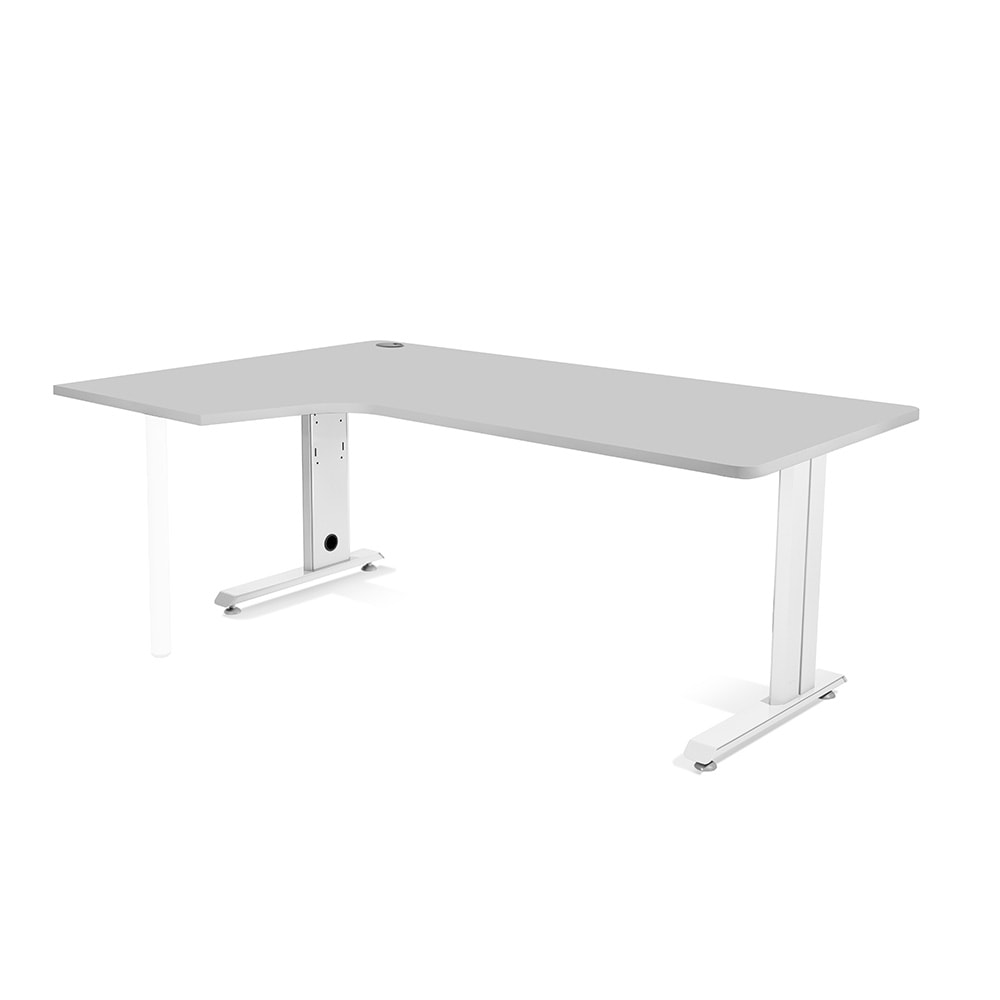 Mesa de escritório Rocada série metal com forma em L à esquerda 180x120 branco / cinzento
