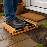 thumbnail of Relaxdays Schuhabstreifer mit Bürsten, rutschfester Boden, Holz, Schuhabtreter außen, Schuhschmutzbürste, braun/schwarz