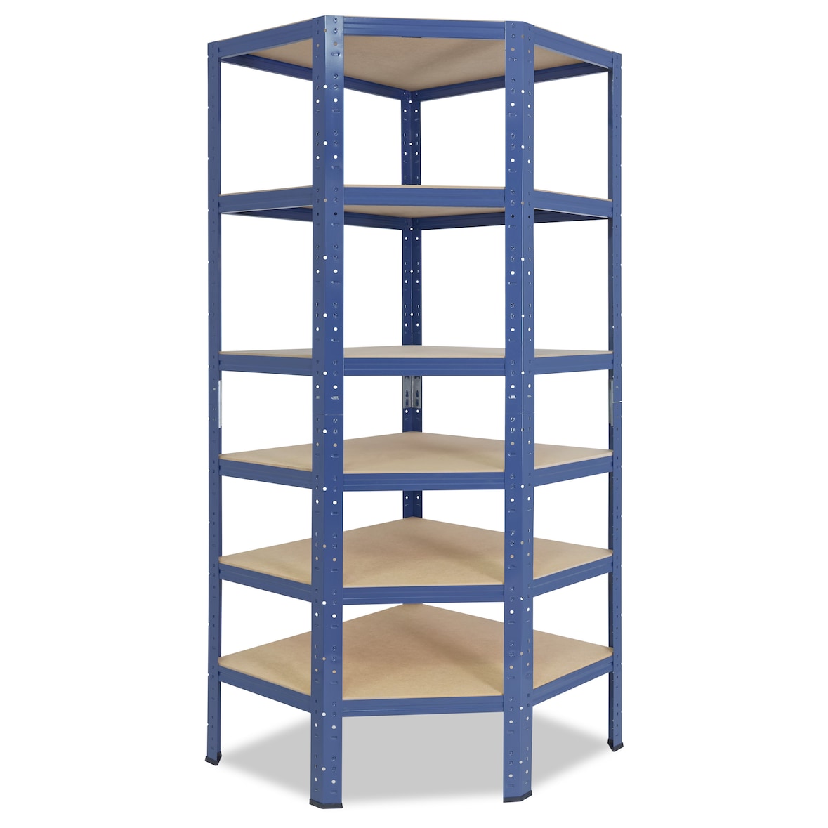 shelfplaza HOME 180x70x45 cm Eckregal in blau mit 6 Böden und 145 kg Traglast pro Boden
