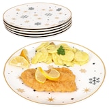 thumbnail of 6x Stars schwarz & gold Speiseteller Steingut 6 Personen Essteller Weihnachten