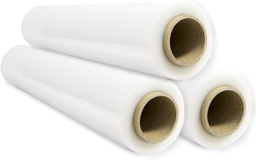OFITURIA Film de Plástico Transparente para Embalar, Rollo de Plástico Protector de Envíos y Mudanzas, Rollo 50cm y Estirable hasta 400m (3 rollos)