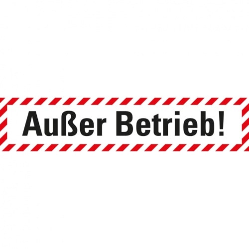 Aufkleber I Wartungsaufkleber Außer Betrieb!, Folie, selbstklebend, 100x20mm, 7/Bogen