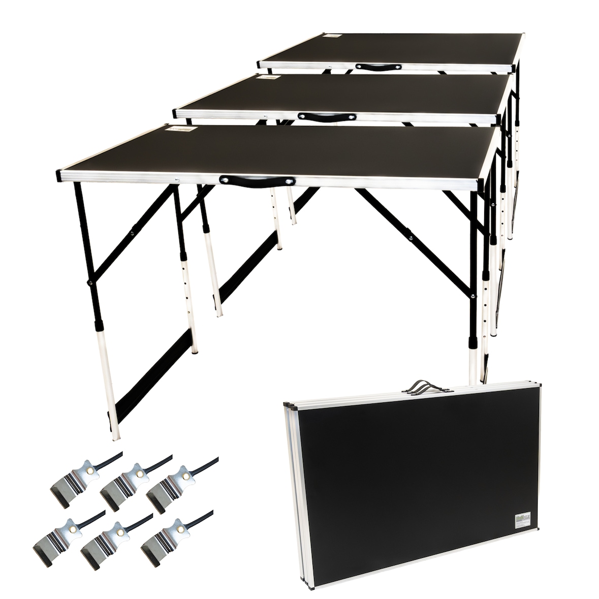 Multifunktionstisch 3er-Set 100 x 60 cm Tapeziertisch 90kg Gesamtbelastung höhenverstellbar Camping