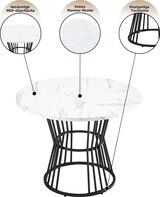 thumbnail of Esstisch-Set 100x100x75 mit runder MDF-Tischplatte, 4 Samt-Stühle in Multicolor, Metallbeine, modern, für Esszimmer, Küche