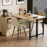 thumbnail of Klappbarer Esstisch Sideboard ausziehbar Schwarz+Holz 75x120x40 cm mit Stauraum, Schublade und Glasschiebetür, platzsparend und vielseitig