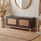 thumbnail of Sitzbank HWC-P54, Garderoben-Bank Schuhregal Schuhablage, MDF Melamin Wasserhyazinthefront 45x100x42cm ~ Walnuss-Optik