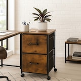 thumbnail of Relaxdays Rollcontainer, 2 Schubladen mit Hängeregister, Industrial-Design, HBT 68x40x40 cm, Aktenschrank, braun/schwarz