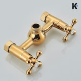 thumbnail of NALA | Vintage Regendusche Set Gold glänzend Edelstahl | Retro Design Duscharmatur Duschsystem | Mischbatterie Dusche komplett mit Handbrause