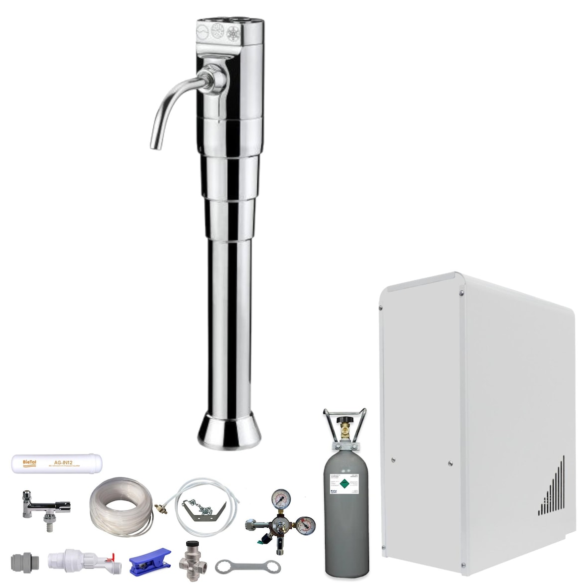 Sprudelwasser Tafelwasseranlage BieTal® BT-10U & Classic Puls Flach & 6kg CO2