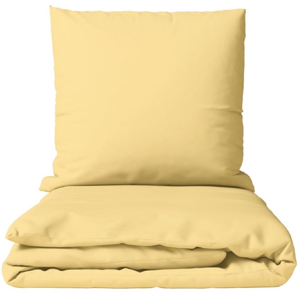 Bettwäsche Baumwolle 155x200 + 80x80 cm Einfarbig Uni Beige mit Reißverschluss