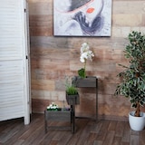 thumbnail of Pflanzregal T275, Standregal Blumenständer Pflanzkasten, 65x108x15cm, Holz Shabby-Look Vintage ~ grau-braun