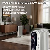thumbnail of Radiatore Ad Olio Elettrico 2000W Con 9 Elementi Termostato Regolabile 3 Livelli di Potenza Silenzioso Basso Consumo Con Ruote fino a 60m² Bianco