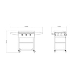 thumbnail of aro 3-pits gasgrillplaat, grilloppervlak 73 × 55 cm, met zijtafel, verrijdbaar, roestvrij staal, zwart