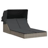 thumbnail of vidaXL Doppel-Sonnenliege mit Dach und Auflagen Grau Poly Rattan