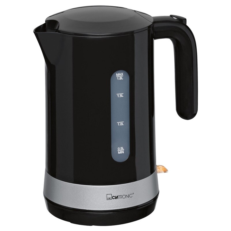 Clatronic WK 3452 Hervidor Agua Eléctrico, 1,8 L, sin BPA, Resistencia Oculta, Inalámbrico, Apagado Automático, Blanco, 2200W