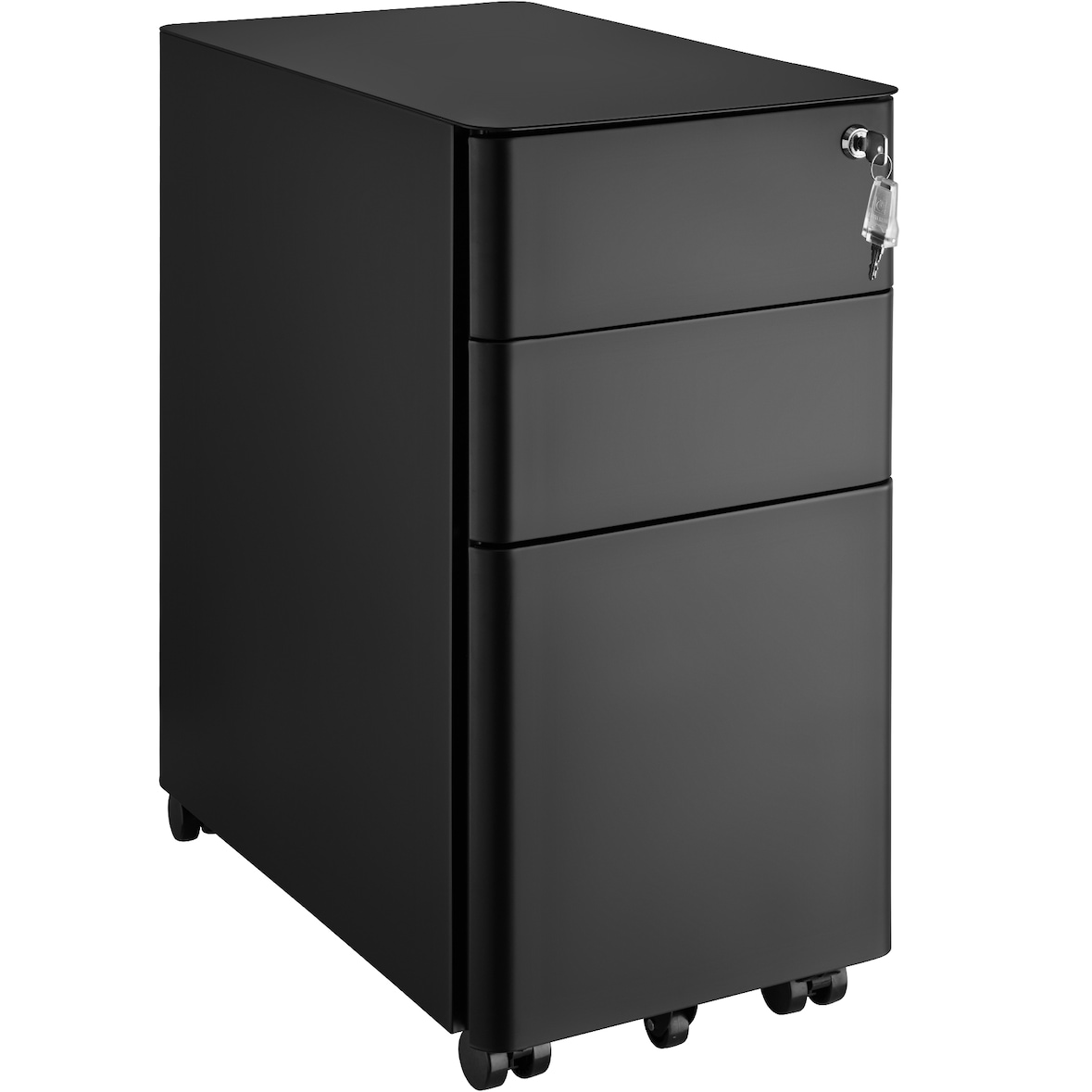 tectake Cajonera con ruedas y cerradura Parvus, con 2 cajones y 1 archivador colgante  Negro